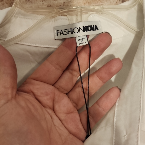 Fashion Nova White Blouse with Black Accents - Picture 2 of 8